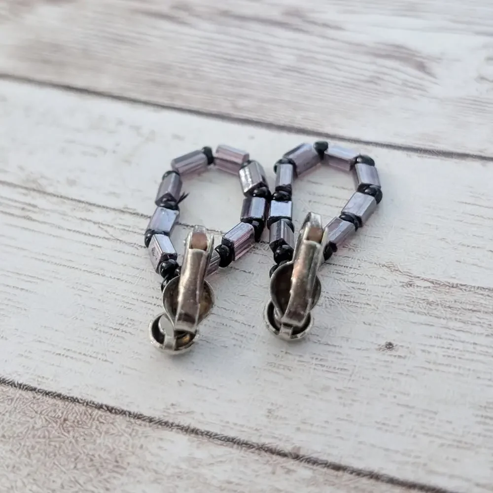 Vintage Clip On Earrings Mauve and Black Dangle